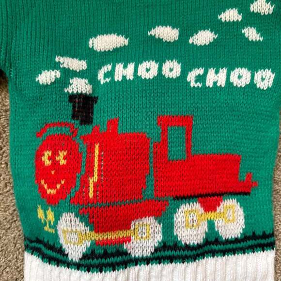 Vintage Hand Knitted Steam Train Sweater for Toddler toy box 12 months - Picture 8 of 8